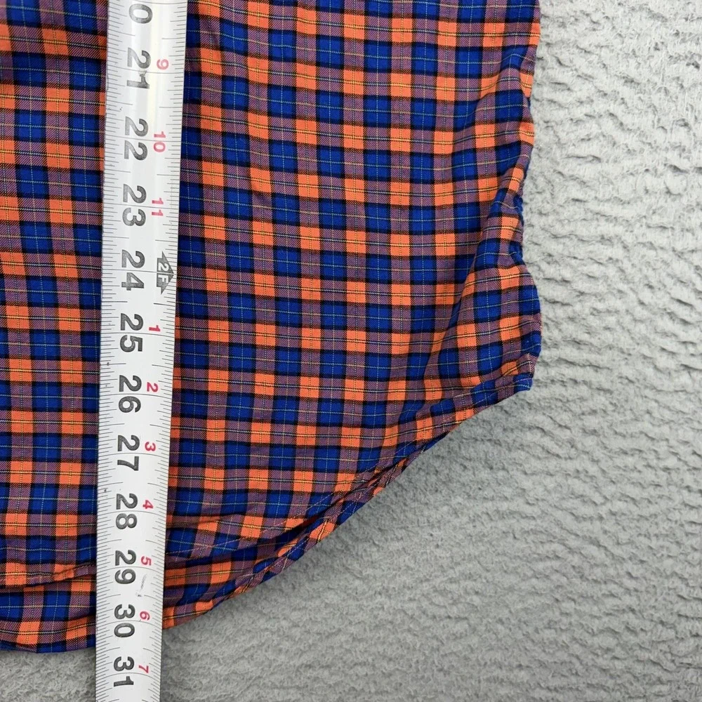 Ralph Lauren Shirt Mens Medium Blue Orange Check Button Down Long Sleeve Cotton